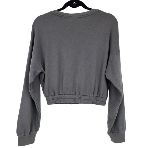 Lovers + Friends Katie Cropped Gray Crewneck Long Sleeve Sweatshirt Size Small - Picture 5 of 5